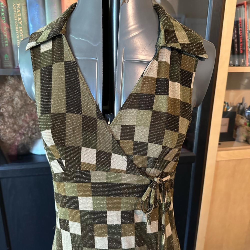 Earthy checkered dress 70s 90s